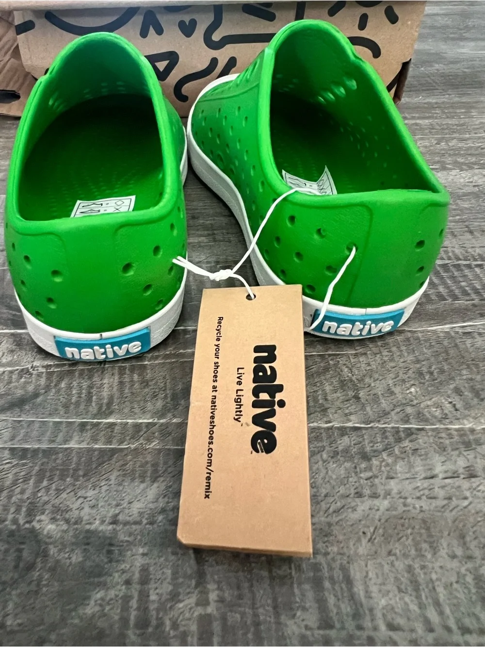 Native Kids Jefferson Slip-On Water Shoes in Bright Green and White